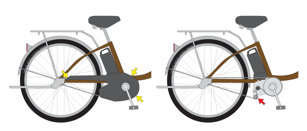 電動自転車のチェーンテンショナー