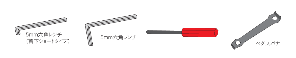 L形チェーン落ち止めピンの場合に必要な工具