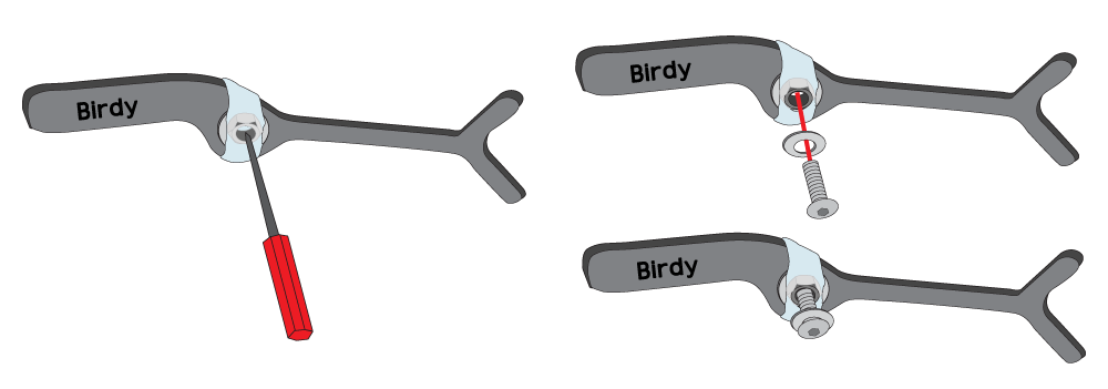 ナットの穴の中心をめがけて尖った物を刺して穴をあけます