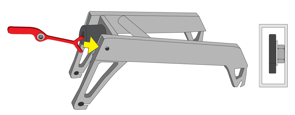 フィッシュボーンをスイングアームの中に差し込みます