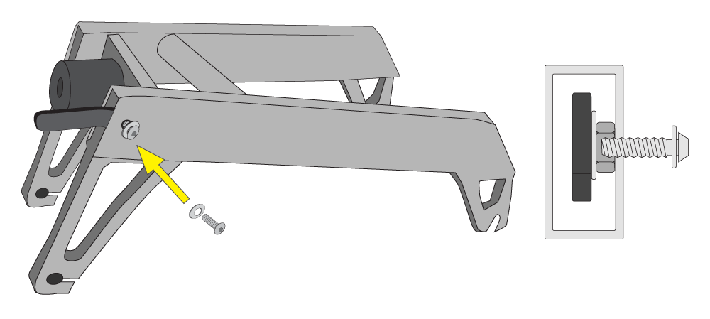 スイングアームの穴とフィッシュボーンに貼り付けたナットの中心を合わせて固定ボルトを手でねじ込みます
