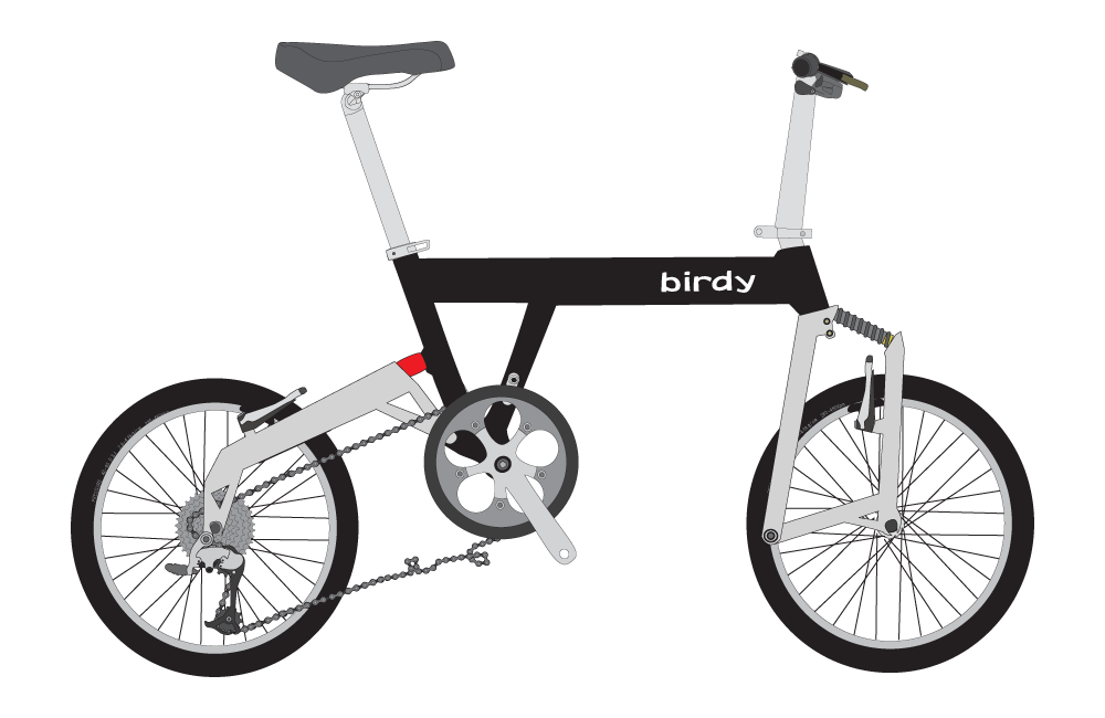 出先で工具も持っていない状況の場合は、まずBirdyを組み立てた状態にして下さい