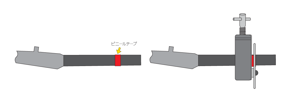 切断する部分にビニールテープを巻く